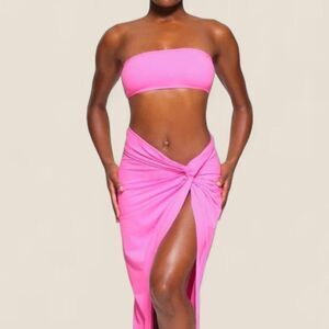 Skims pink strapless bandeau bikini top size small